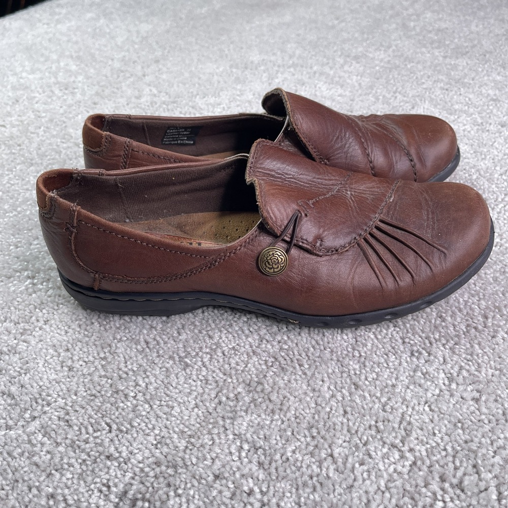 Cobb Hill Paulette Shoes Womens Size 7 Wide Brown Slip On Leather Loafer Travel
